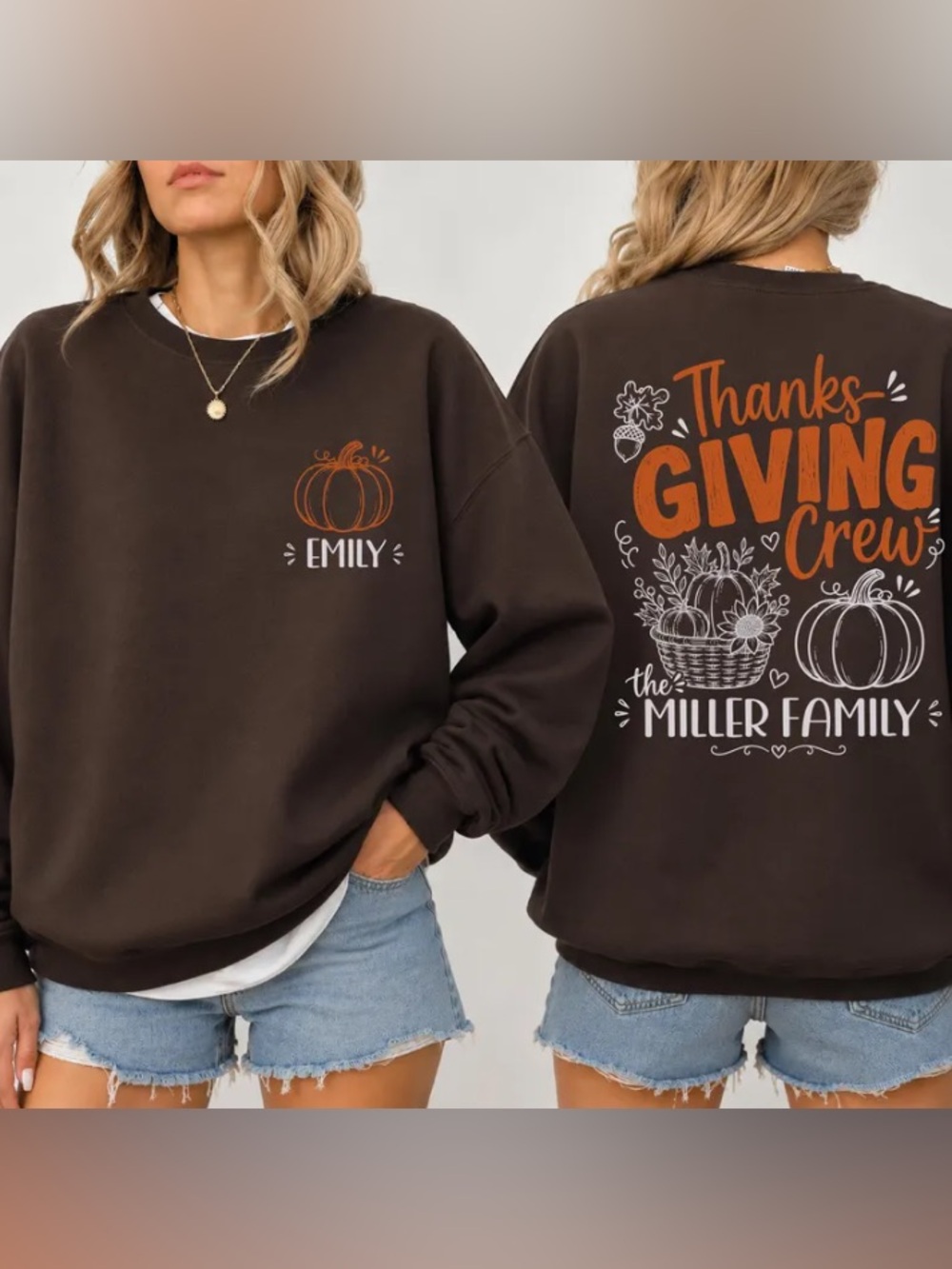Personalized Thanksgiving Crew Sweatshirts, Matching Thanksgiving Family Tee